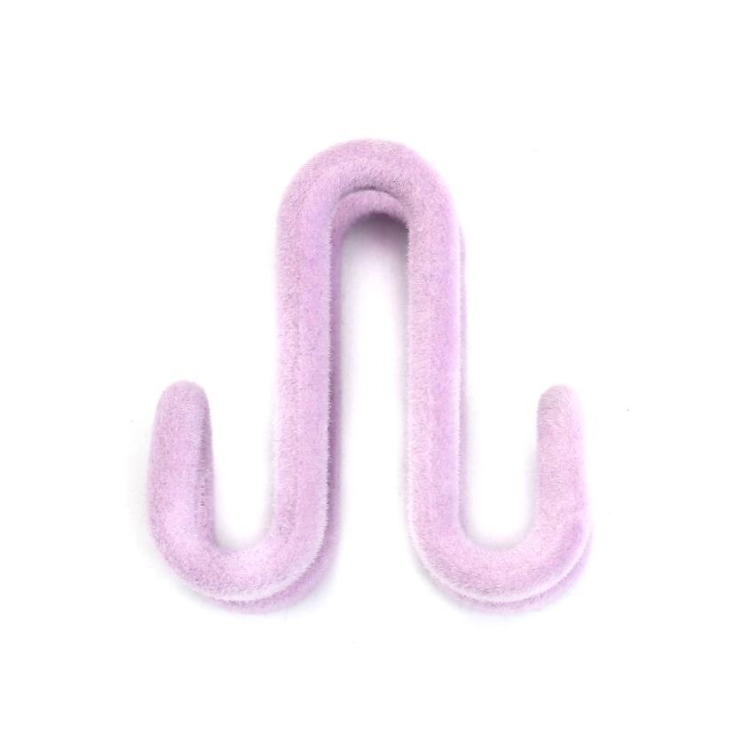 Doreen Box 5PC Plastic Flocking Dual Hook Multifunctional Portable Hooks Clothes Bags Hangers Drying Racks Wardrobe Storage Rack: 3