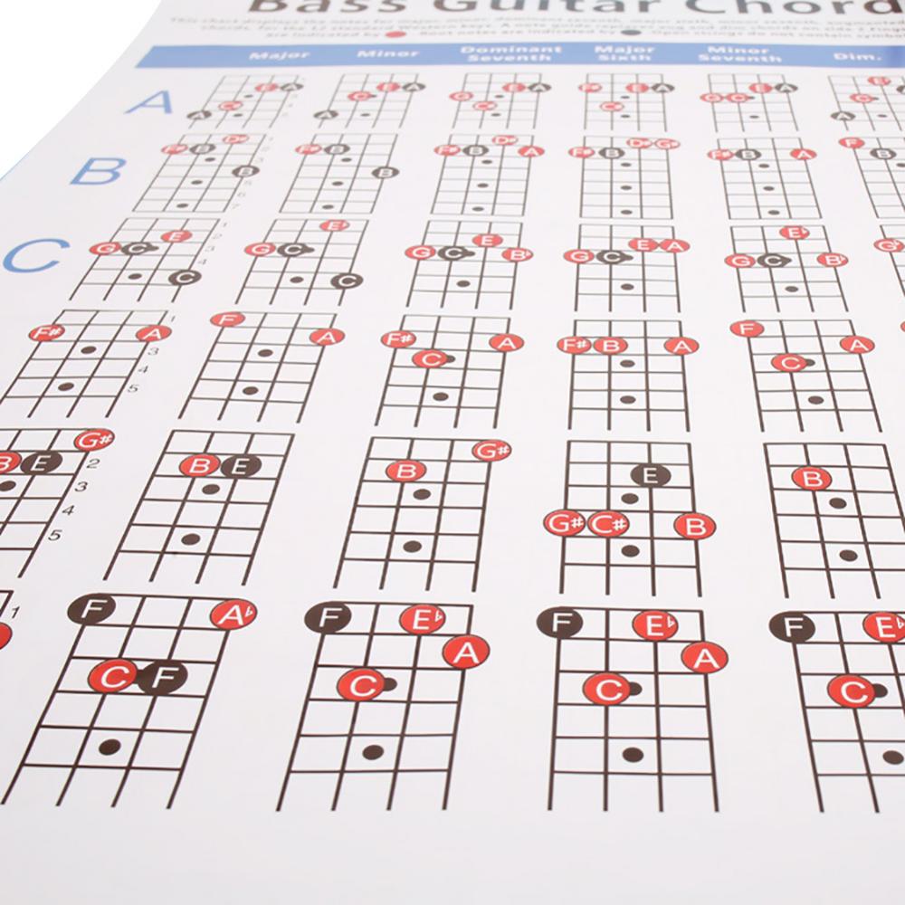 4 Strings Electric Bass Guitar Chord Chart Music Instrument Practice Accessories