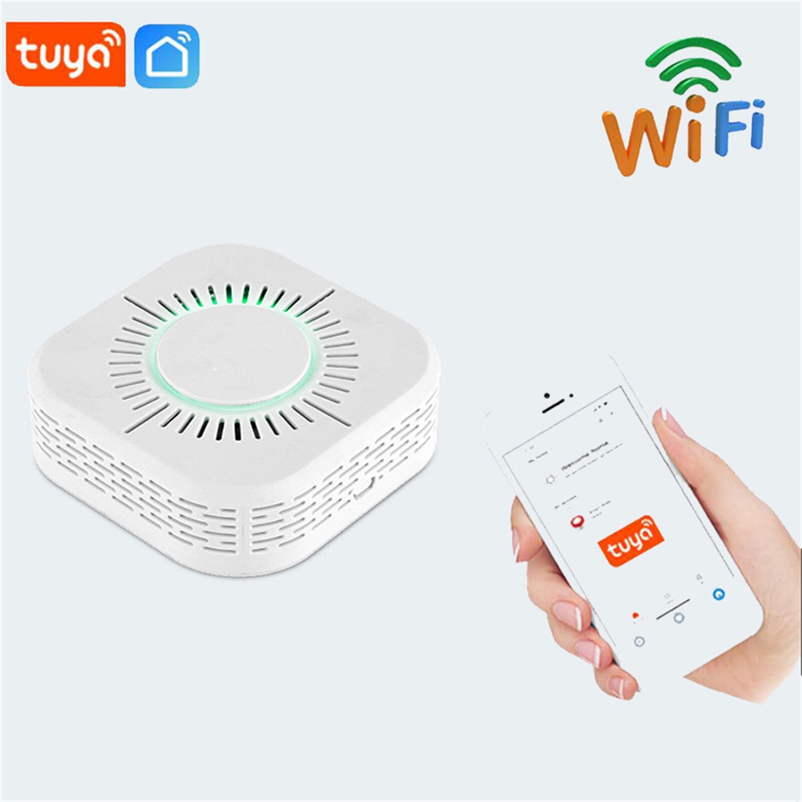 Tuya WiFi Smoke Alarm Fire Protection Smoke Detector Smokehouse Combination Fire Alarm Home Security System Firefighters