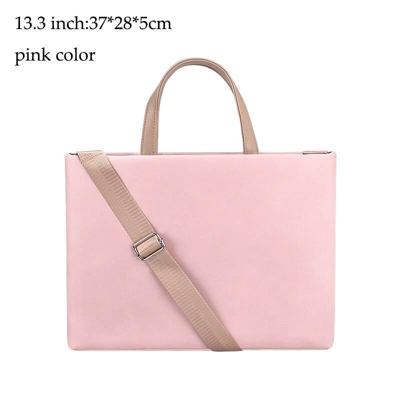 Bolsas de oficina de cuero sintético para mujer, cartera para ordenador portátil de 15,4 pulgadas, bolso de negocios: 13.3 inch-pink