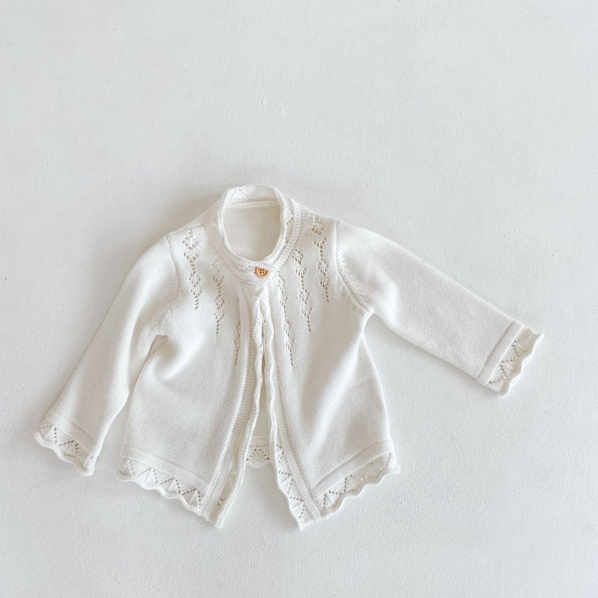 Pull à manches longues pour enfants, hauts tricoté en coton, point ouvert, vêtements pour nourrissons, garçons et filles, printemps-automne, collection