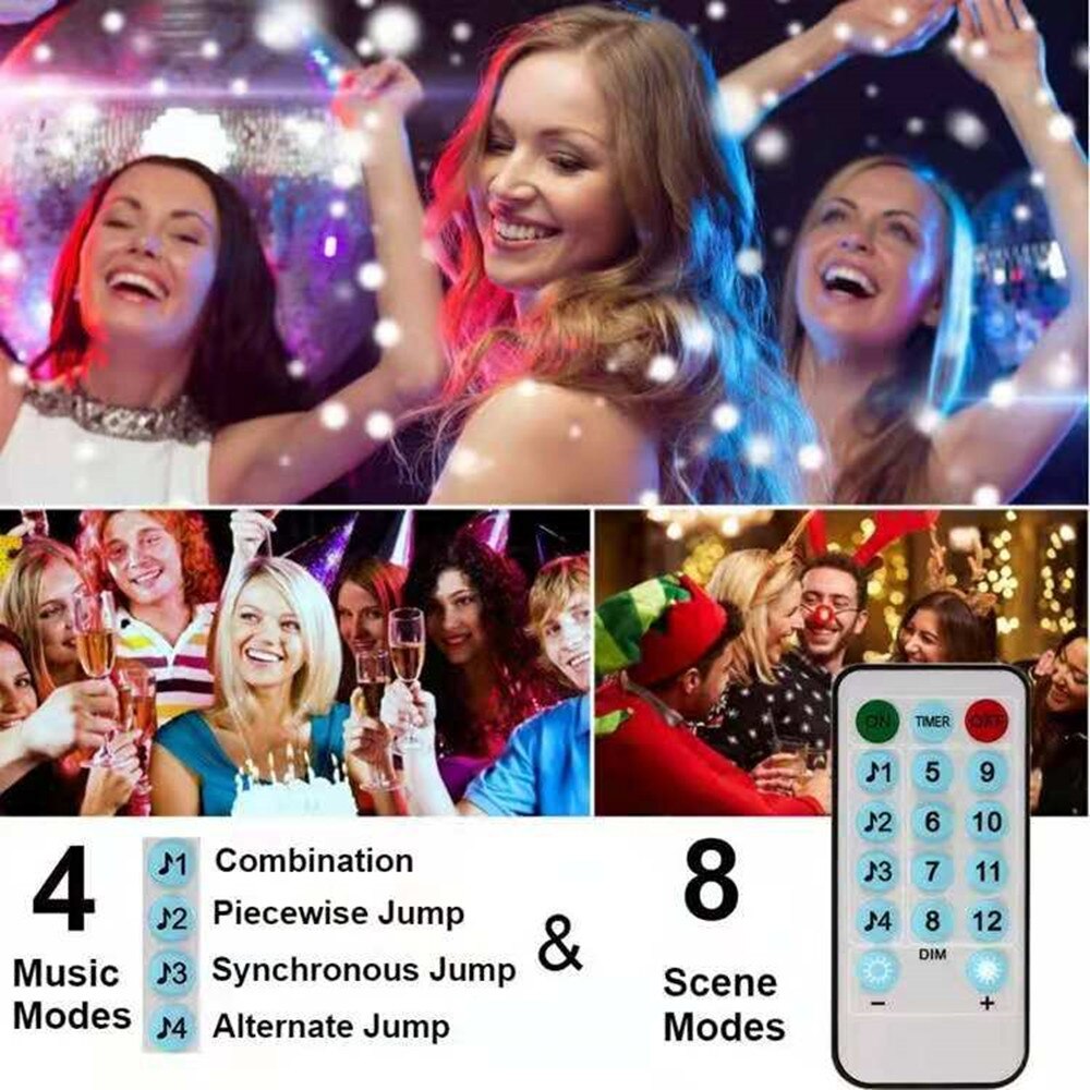 Battery/USB Operated LED Music String Lights Sound Activated 5M 10M Silver Wire Garland Party Wedding Christmas Home Decoration