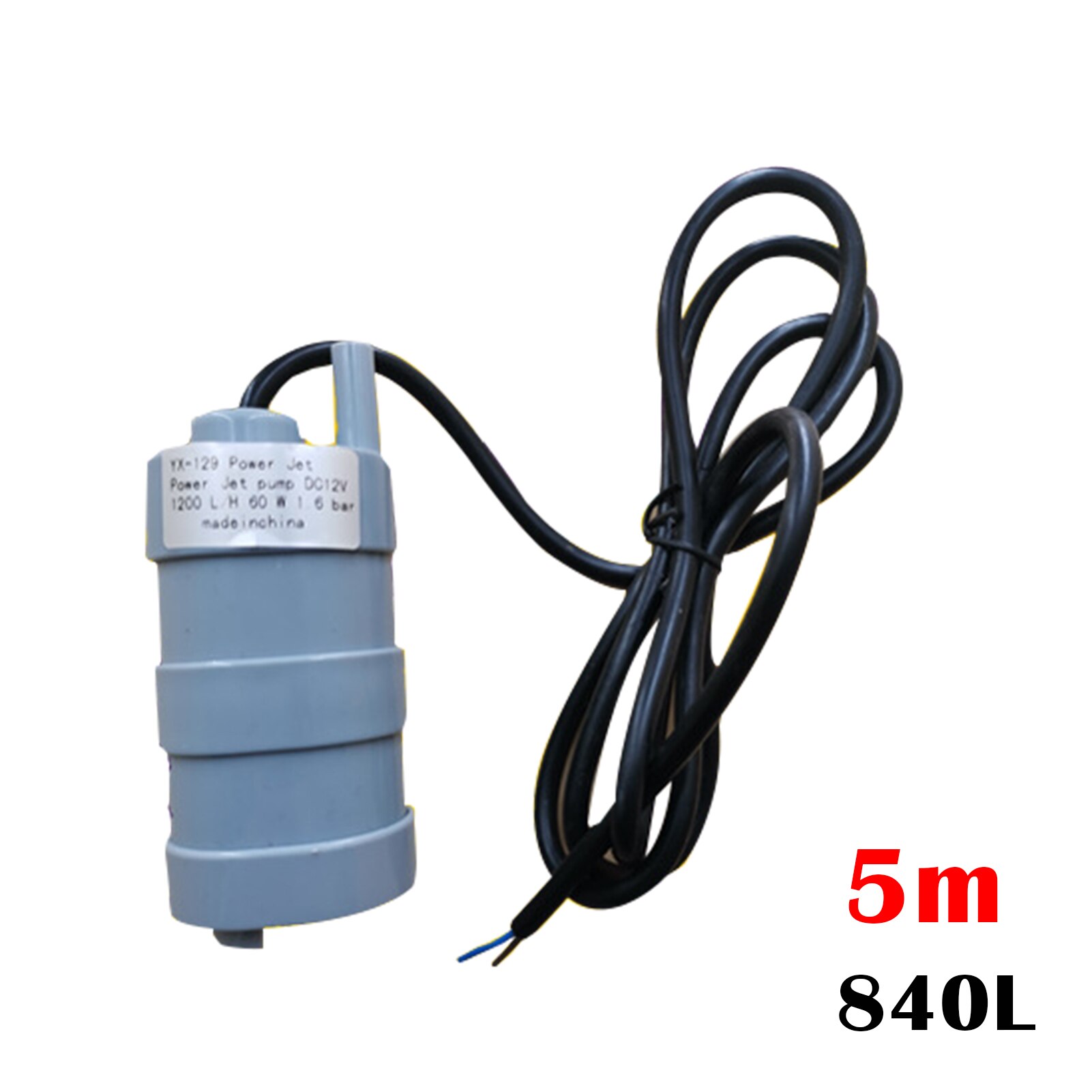 24V DC Submersible Flow Pumps 15 meters 10L/M Straight Micro Water Equipment for Engineering VJ: 5 m bare wire 840l