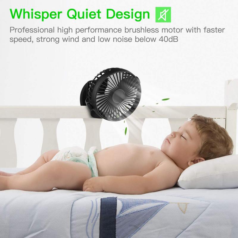 360° Rechargeable USB Clip On Mini Desk Fan Black Portable Table-Top Fan Adjustable Degree Rechargeable Fan Desk Mini Rotation