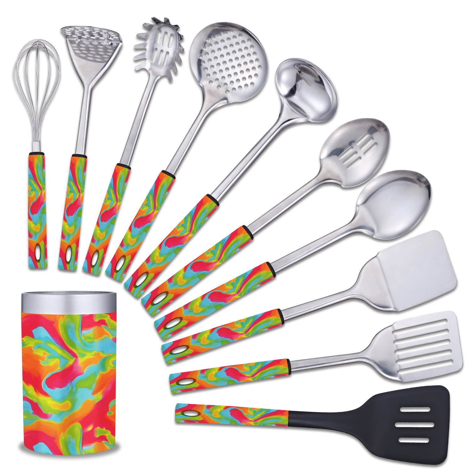 11Piece Kitchen Utensil Set Storage Bucket Cooking Utensils Stainless Steel Nylon Non-stick Spatula Set Baking Tool Set: 01