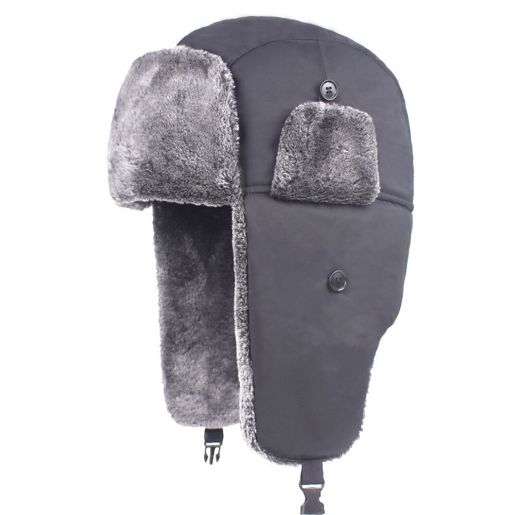 Unisex Fur Lined Thicken Bomber Waterproof Ear Flap Caps Warm Winter Windproof Hat Trapper Hat Simple: Black