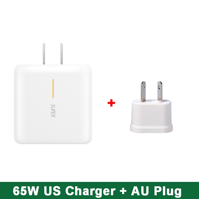 65W Supervooc 2.0 Fast Charger For OPPO Reno Ace Ace2 Reno 4 Reno 5 Reno 6 Pro+ 5G SE K9 Realme 8 Super Dart 1M USB Type-C Cable: US Charger w AU Plug