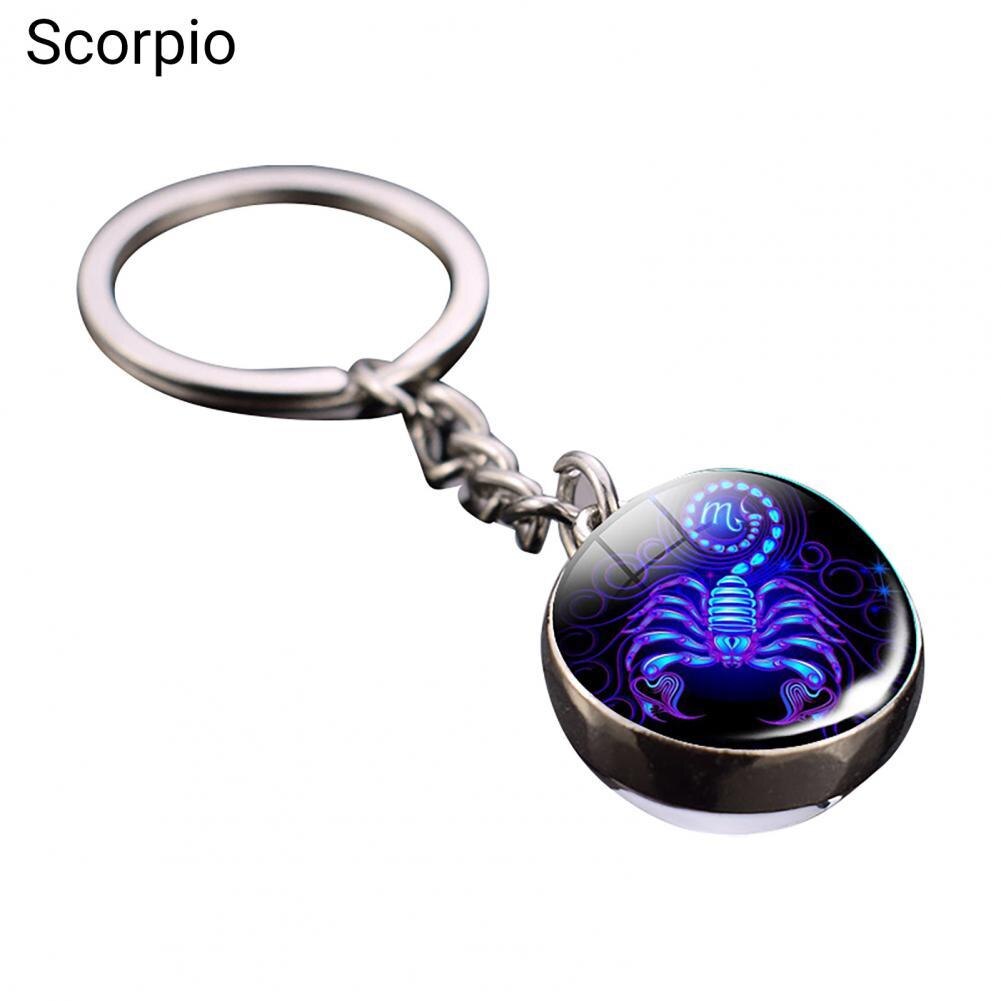 Glass Ball Pendant Decor Key Chain Lightweight Zodiac Style Glass Ball Constellation Keychain: Scorpio