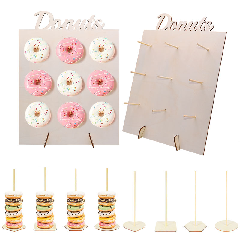 Reusable Wooden Donut Stand Wedding Decoration Table Donut Party Decor Baby Shower Birthday Party Favor Doughnut Display Stand