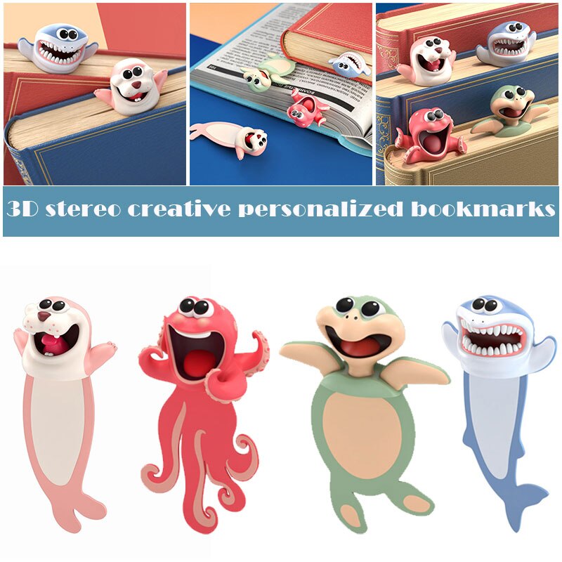 Wacky Bookmark Stereo Kawaii Cartoon Bookmark 3D Animal Wacky Bookmarks for Book NIN668