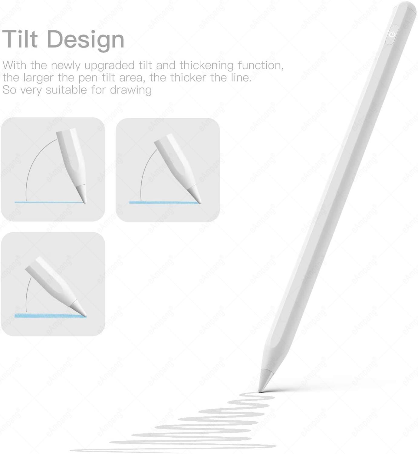 Tilt Pressure Stylus Pen for Apple iPad Pencil iPad Air 4 10.9 Pro 11 12.9 10.2 7th 8th Generation Palm Rejection
