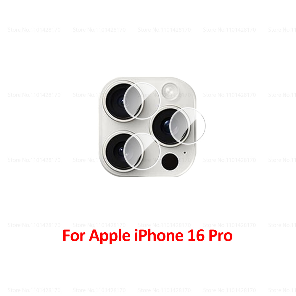 Juego de 4 películas protectoras de lente de cámara HD para Apple iPhone 16 Pro Max Protector de cámara trasera iPhone16 Plus Ifone 16Pro cristal de lente trasera: Negro