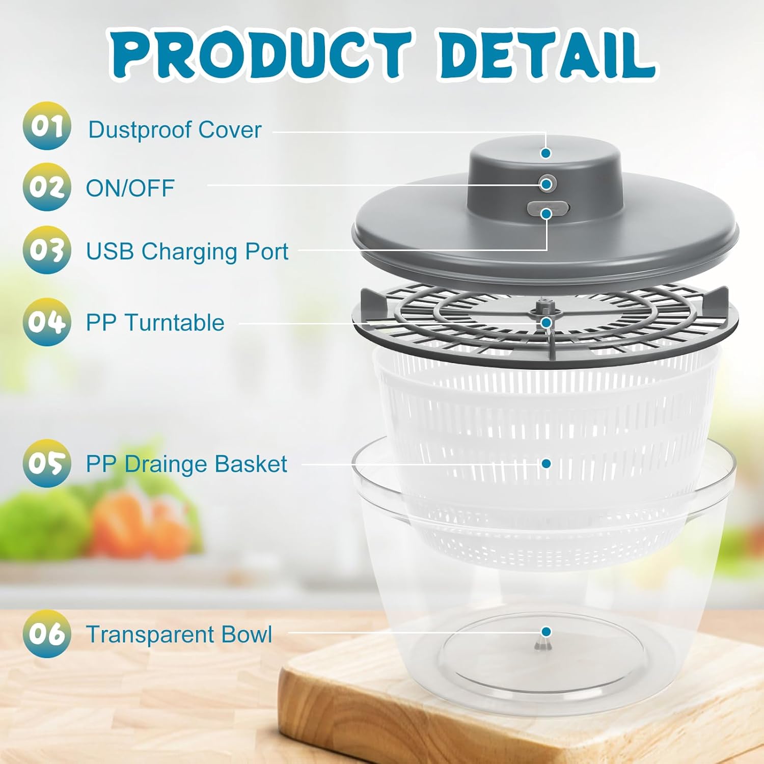 Vihanneskuivuri sähköinen tyhjennyskori pikapuhdistin kuivausrumpu märkä hedelmä-vihannesten erottelu tyhjennys salaattilinko kodin laite