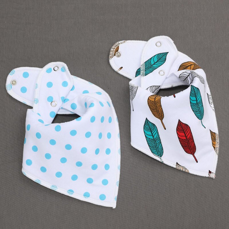 Bavettes unisexe pour bébés, en Bandana, 2 pièces, boutons ajustables, pour bavoirs pour -né, 100% coton, accessoires utiles pour bébés: K20020