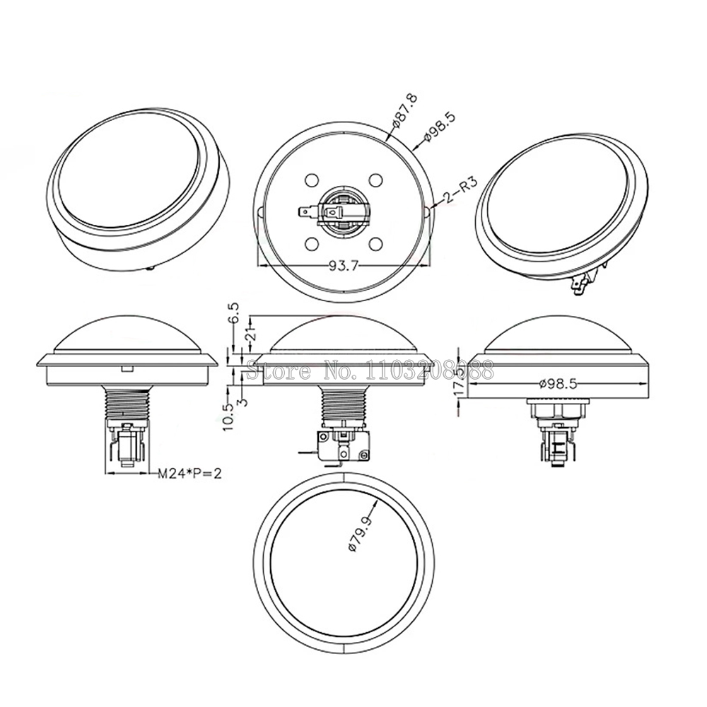 100Mm Grote Ronde Drukknop Led Verlicht Met Microschakelaar Voor Diy Arcade Game Machine Onderdelen 5/12V Grote Dome Lichtschakelaar