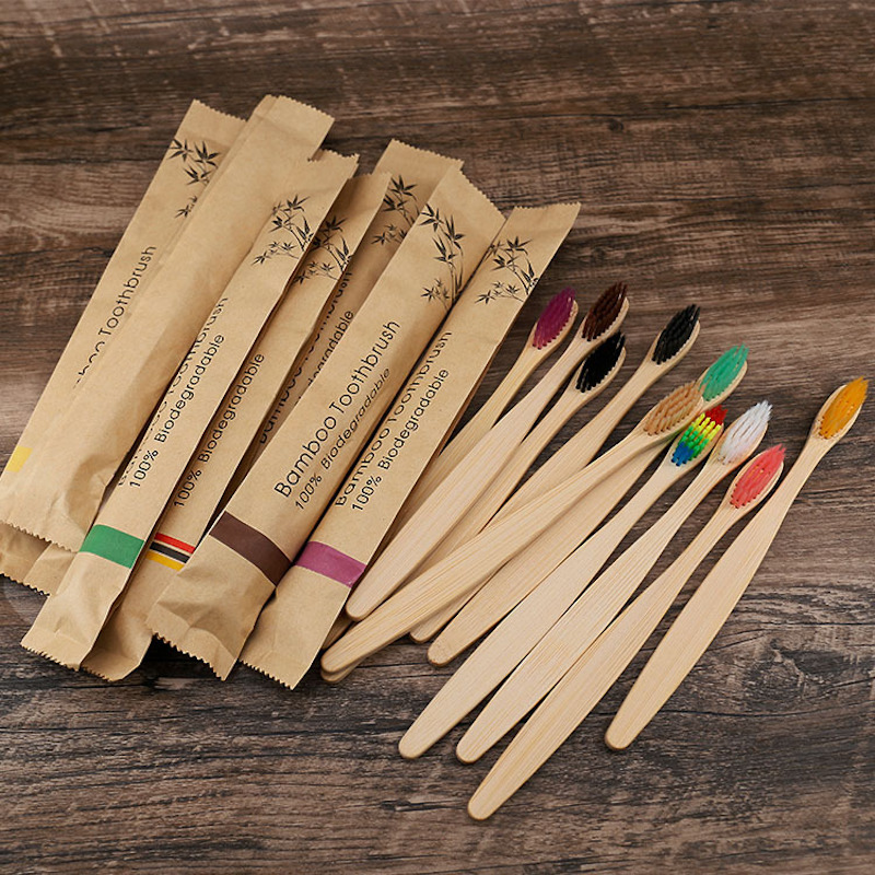 Bamboe tandenborstels 8/12 stuks Eco-vriendelijke herbruikbare tandenborstel Volwassen houten zachte tandenborstel Cconvenient: Ivoor