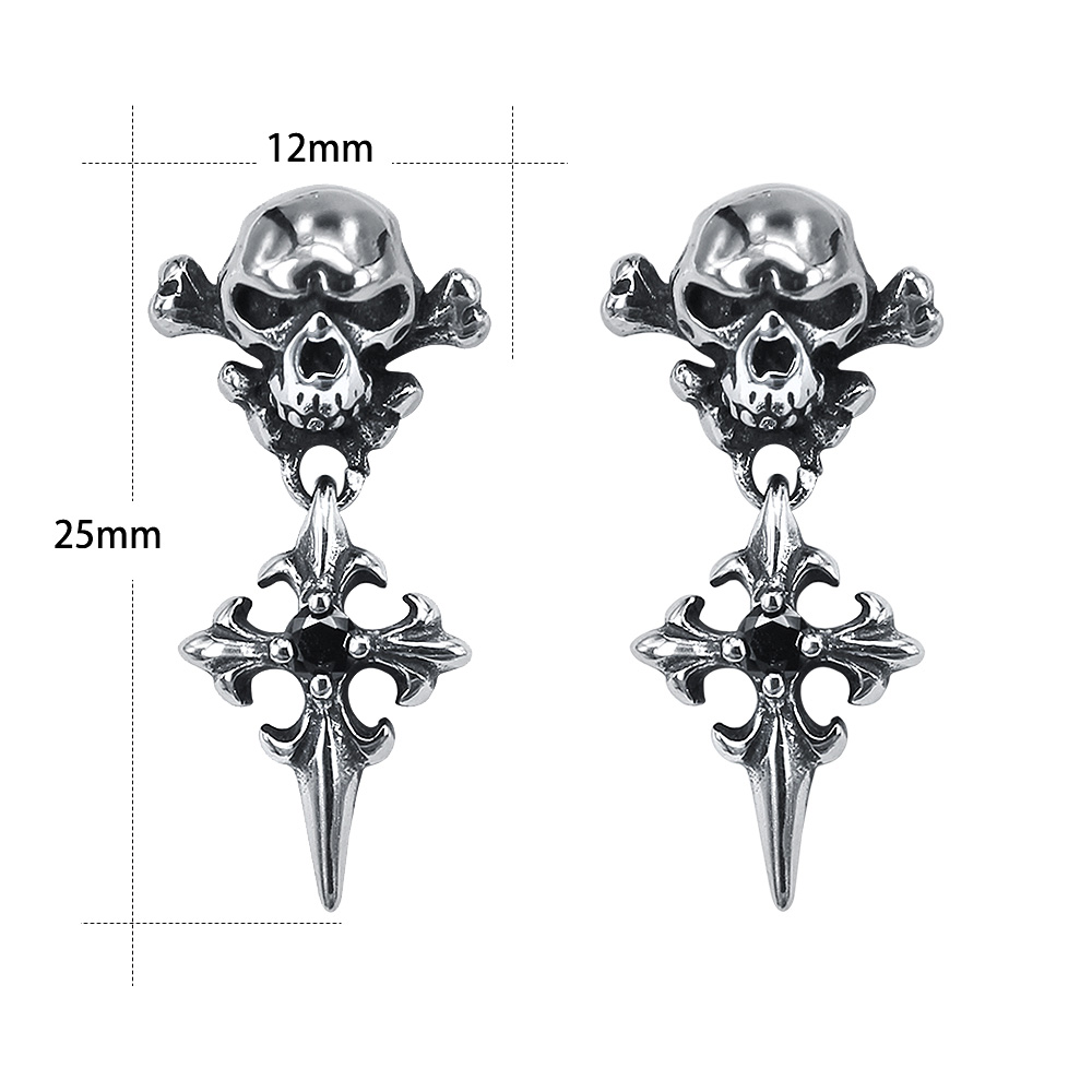 AOEDEJ Mens Punk Skull Stud Earrings 316L Stainless Steel Earrings Snake Hip Hop CZ Earrings Gothic Jewelry: I