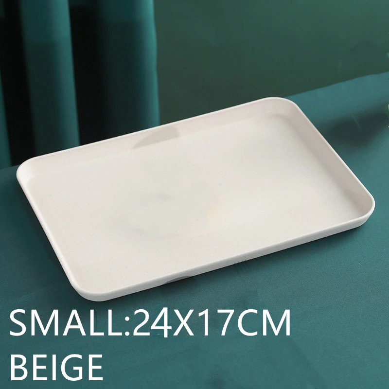 Bandeja Rectangular de paja de trigo, bandeja de pan ecológica, bandeja de almacenamiento de plástico, taza de comida, objeto pequeño, organizador para sala de estar, cocina: Transparente