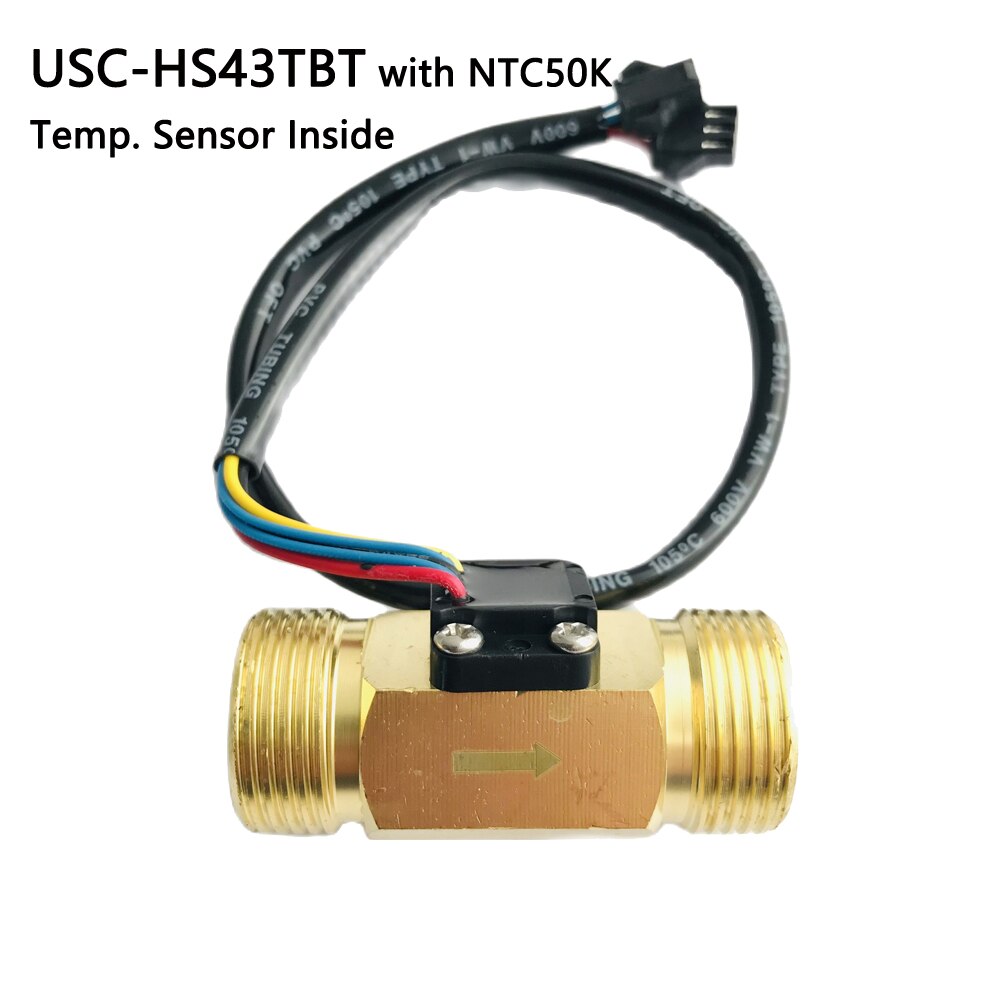 Digital Flow Meter US211M Lite and Brass USC-HS43TBT 2-45L/min Flow Sensor with Temperature Sensor NTC50K Inside: Flow Sensor