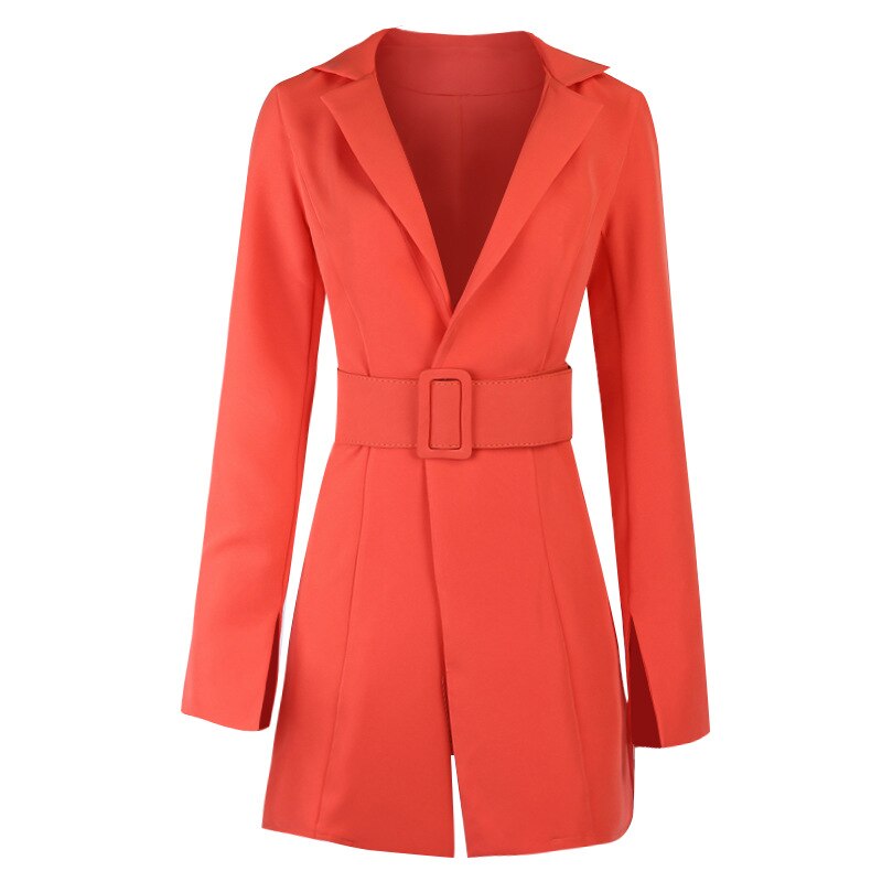 Women's clothing Orange Long Sleeve top Solid One Button Coat Slim Office Lady Jacket Female Tops Suit clothing Jackets