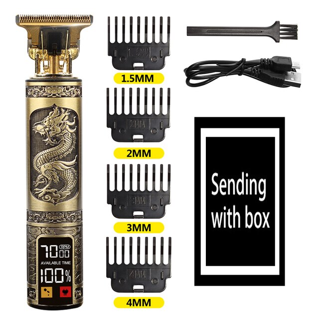 Tondeuse à cheveux professionnelle 2022 T9 0mm pour hommes, rasoir électrique pour barbe et barbier, Machine pour couper les cheveux: Dragon LED