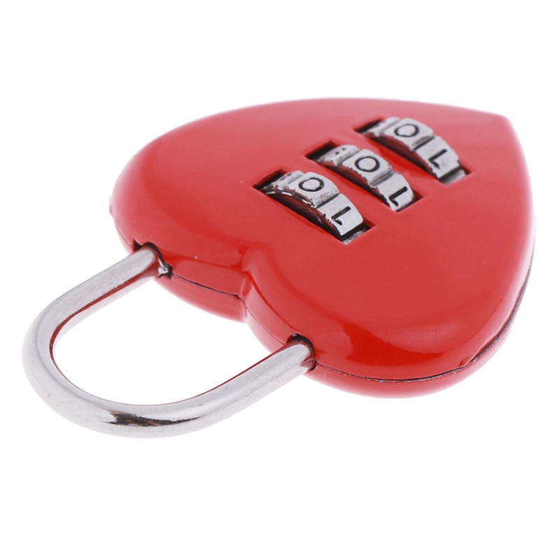1 Pcs Bagage Lock Mini Leuke 3 Digit Bagage Koffer Hangslot Rode Hartvormige Codeslot