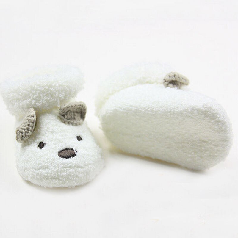 One size Unisex Infant Baby Boy Girls Anti Slip Infant Cute Bear Shoe Socks 0-12 Months