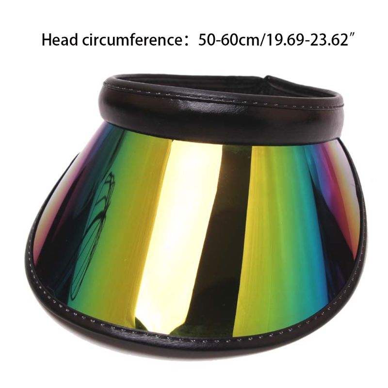 Women Men Hologram Rainbow Wide Brim Sun Visors Hat Topless Sunglasses UV Protection Plastic Panel Sportswear Clip-On Summer Cap