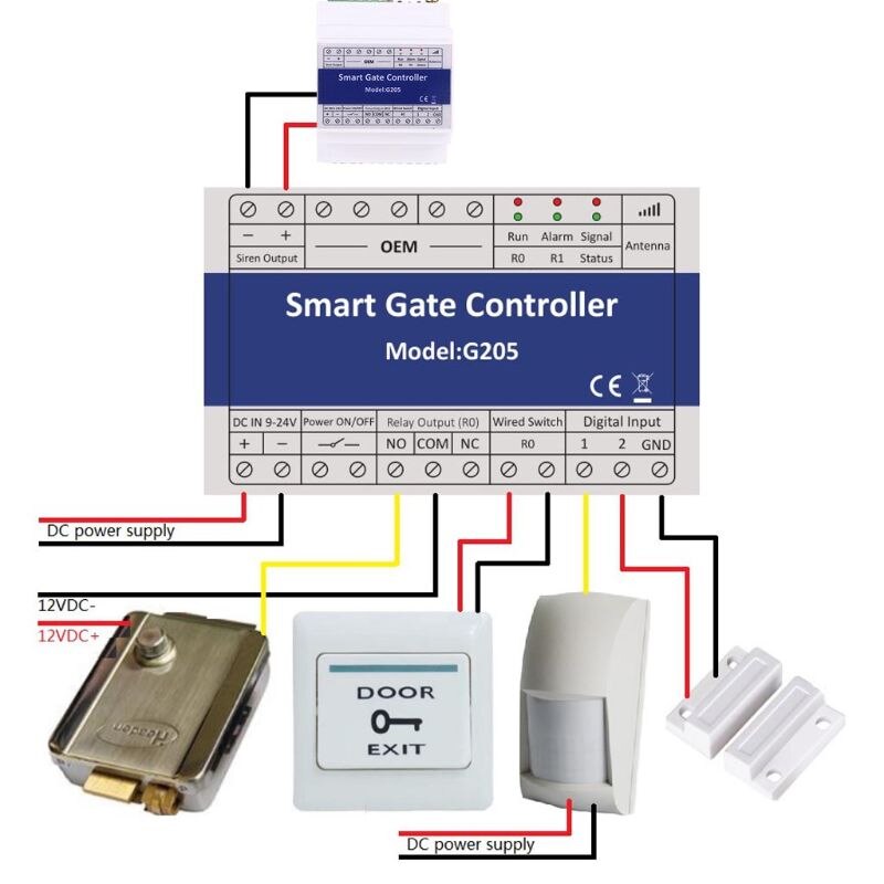 2g gsm smart gate åbner alarm sms prompt adgang controller modul relæ switch  x6hd
