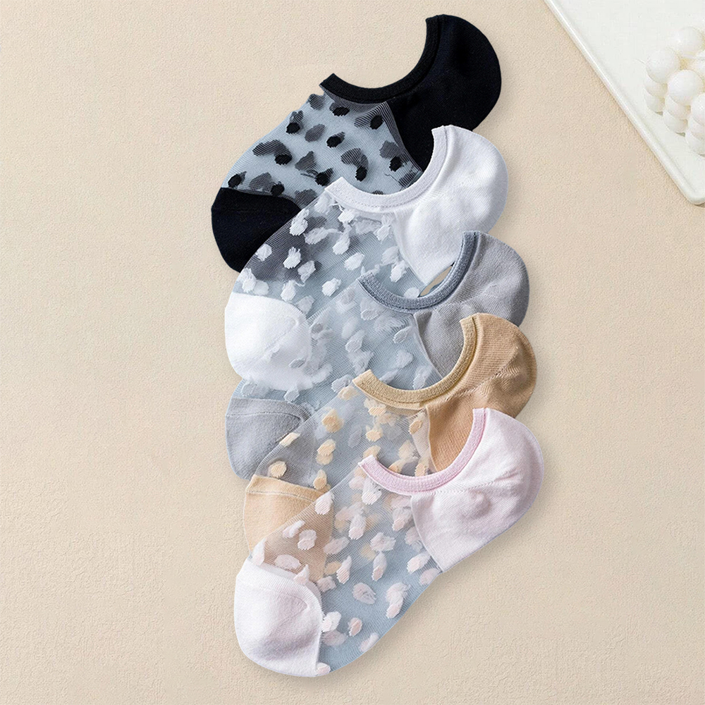 5-paar damessokken met stippenmotief, modieuze, veelzijdige trendy creatieve sokken, comfortabele ademende casual korte sokken
