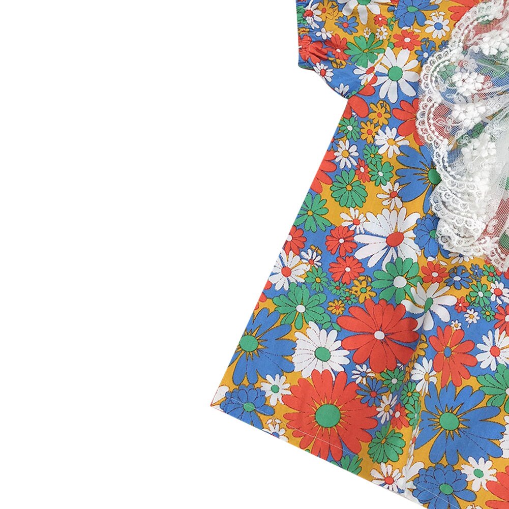 Modieuze bloemenjurk met korte mouwen voor meisjes, eendelig voor peutermeisjes