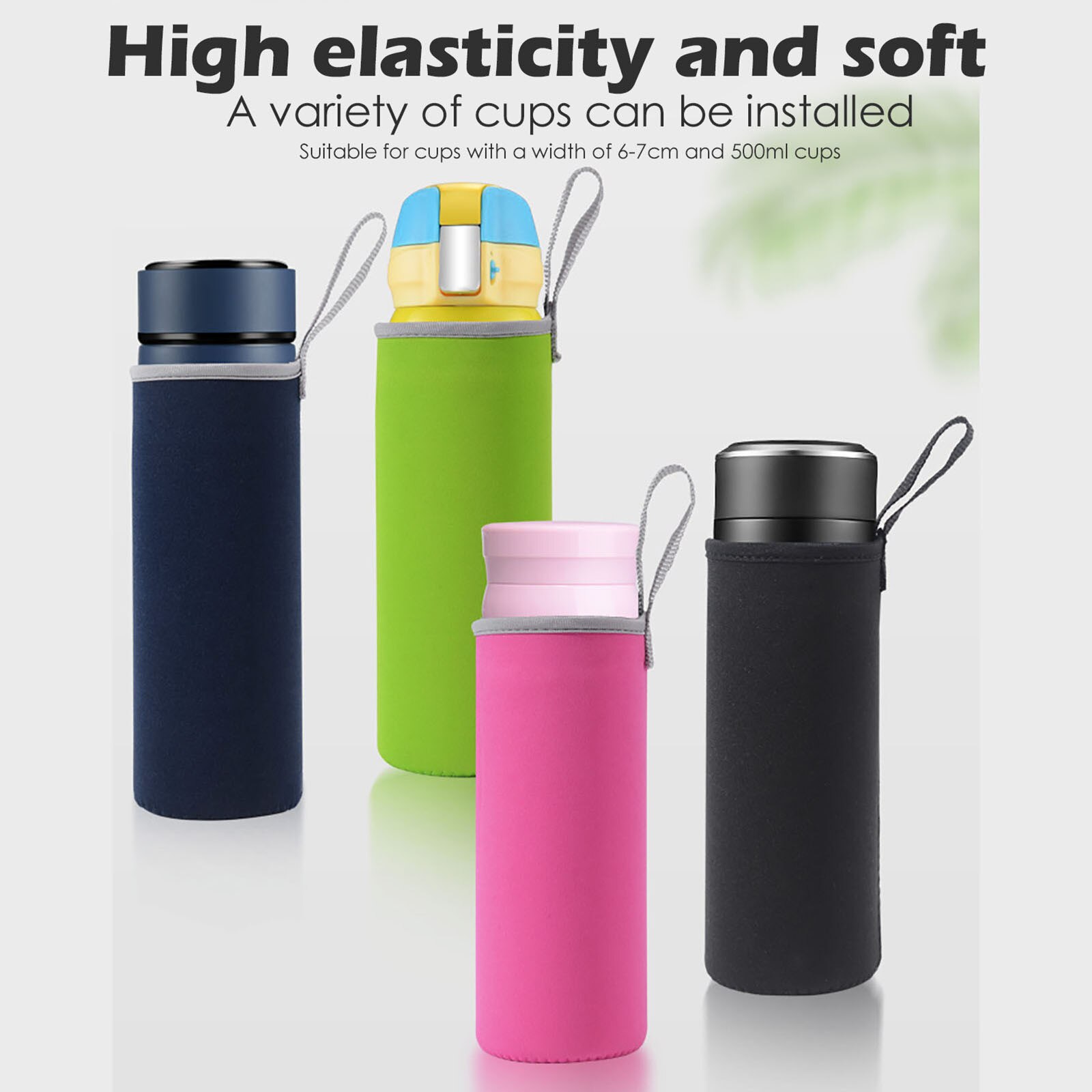 Insulated Neoprene Water Bottle Sleeve With Rope Water Bottles Bag Cover Pouch Holder Bottle Insulator For 19x6.8cm