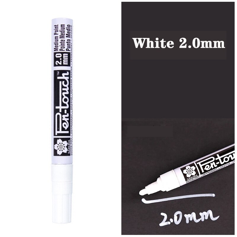 Permanente Metallic Marker Pennen Wit Zilver Goud Verf Pen Marker Voor Papier Glas Stof Cd Band Diy Markering Japanse Briefpapier: White 2.0mm