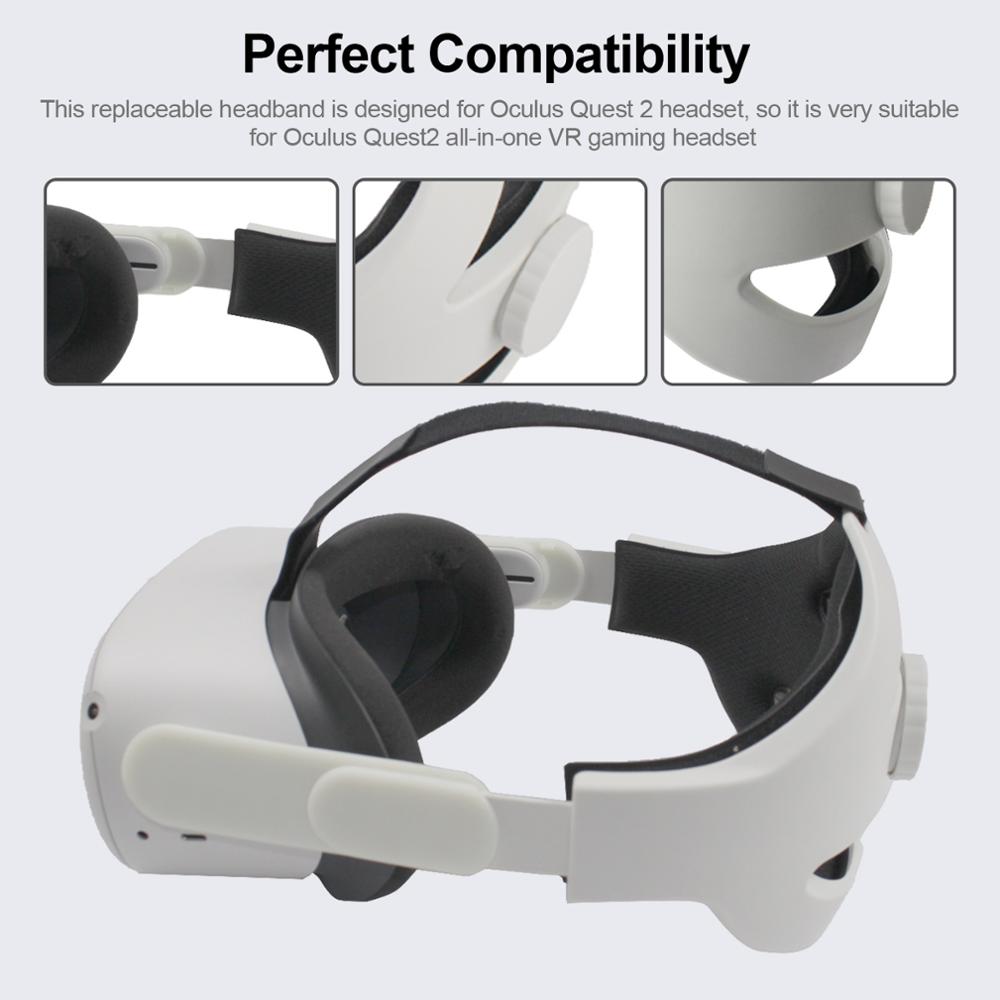 Udskift komfortable virtual reality quest 2 vr briller justerbar hovedbøjle hovedrem til oculus quest 2 vr headset tilbehør