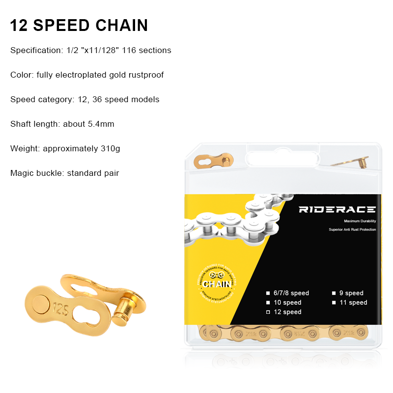 RIDERACE Catena per bicicletta ultraleggera 116L 8 9 10 11 12 velocità Argento Oro per ciclismo su strada montagna MTB bicicletta Catene a maglie variabili: esercito verde