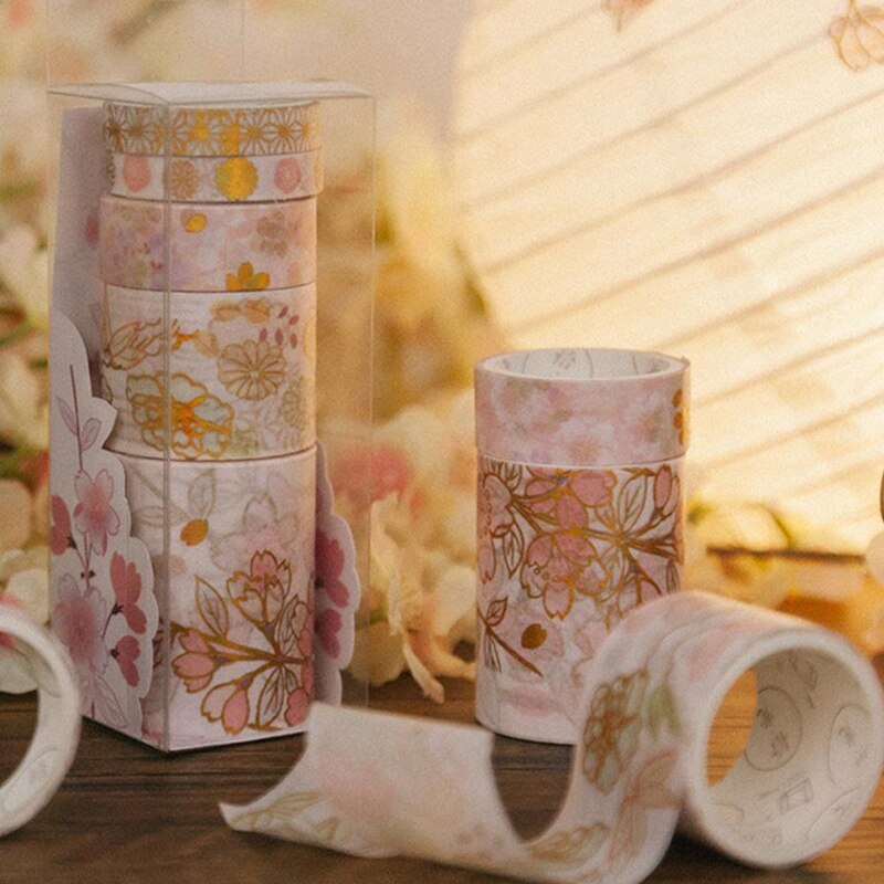 PPYY-5 Stuks/Set Gold Washi Tapel Chinese Stijl Masking Tape Diy Ambachtelijke Japanse Papier Stickers Scrapbooking J