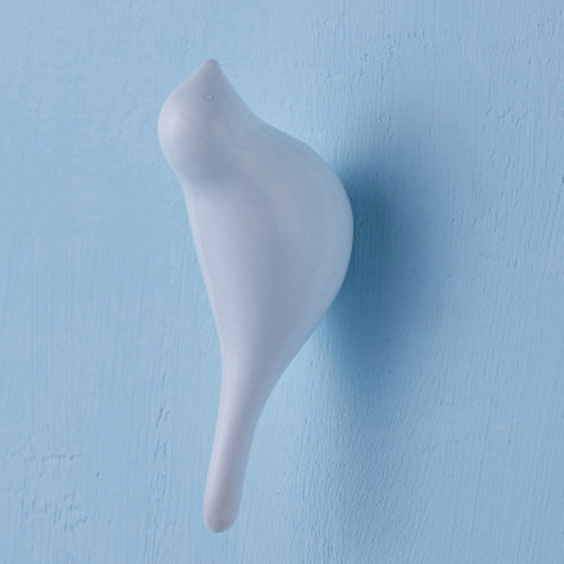 Wall Hooks Bird Decoration Resin Wood Grain Hooks Bedroom Door After The Animals Hooks 3D Coat Hook Single Wall Hanger: white