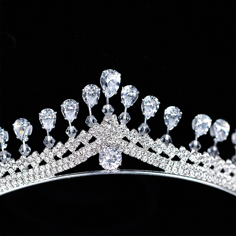 Luksus dame krone pannebånd krystall rhinestone tiara og krone hårbånd smykker sølvfarge brude hår tilbehør bryllup