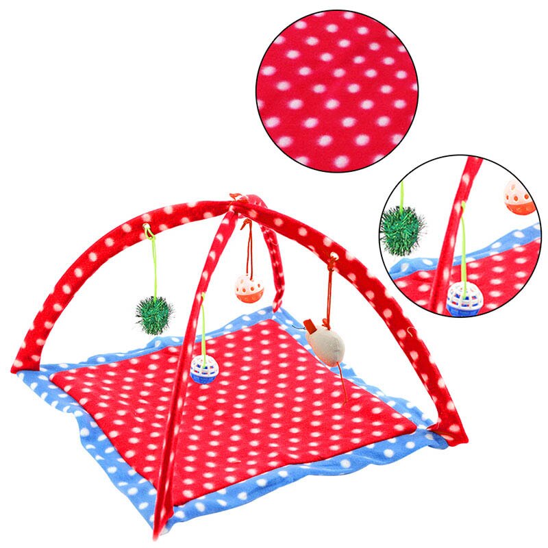 Funny Cat Play Mat Cat Tent Activity Center with Hang Cat Toys Cat Play Mat Blanket House Detachable Kitten Tents