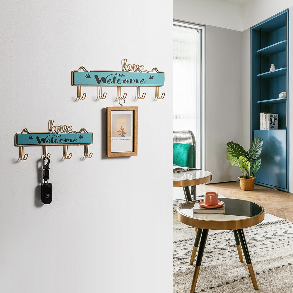 Rack Hooks Modern Silplicity Style Wooden Wall-mounted Shelving Coat Hook Storage Rack Home Decorative Key Hanger Coat Rack