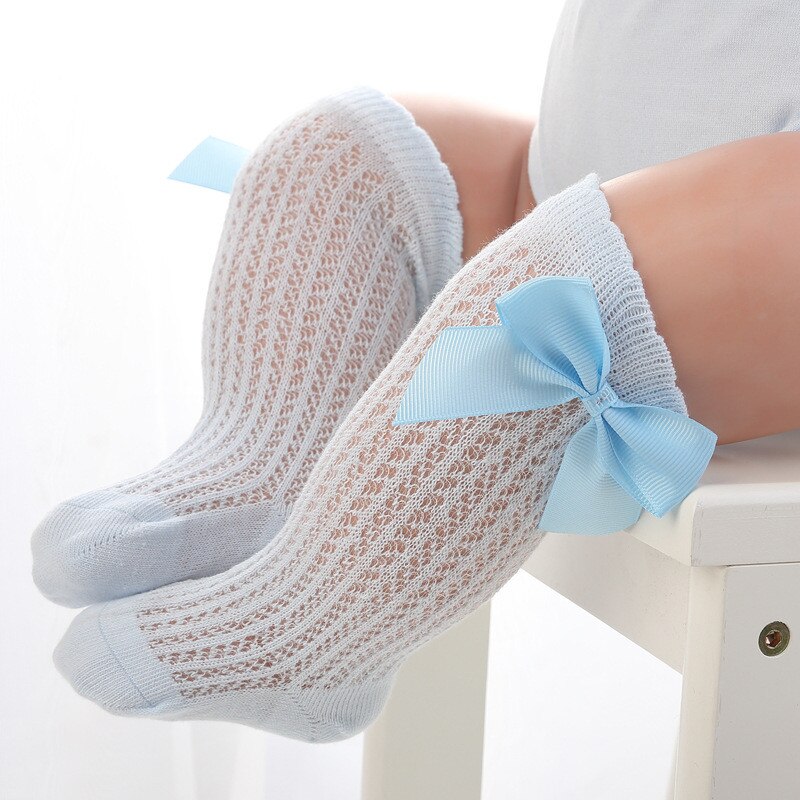 Leuke Peuters Meisjes Jongens 3/4 Knie Hoge Spaanse Stijl Plain Geribbelde Sokken herfst Kniekousen Panty Prinses boog Sokken 5 kleur