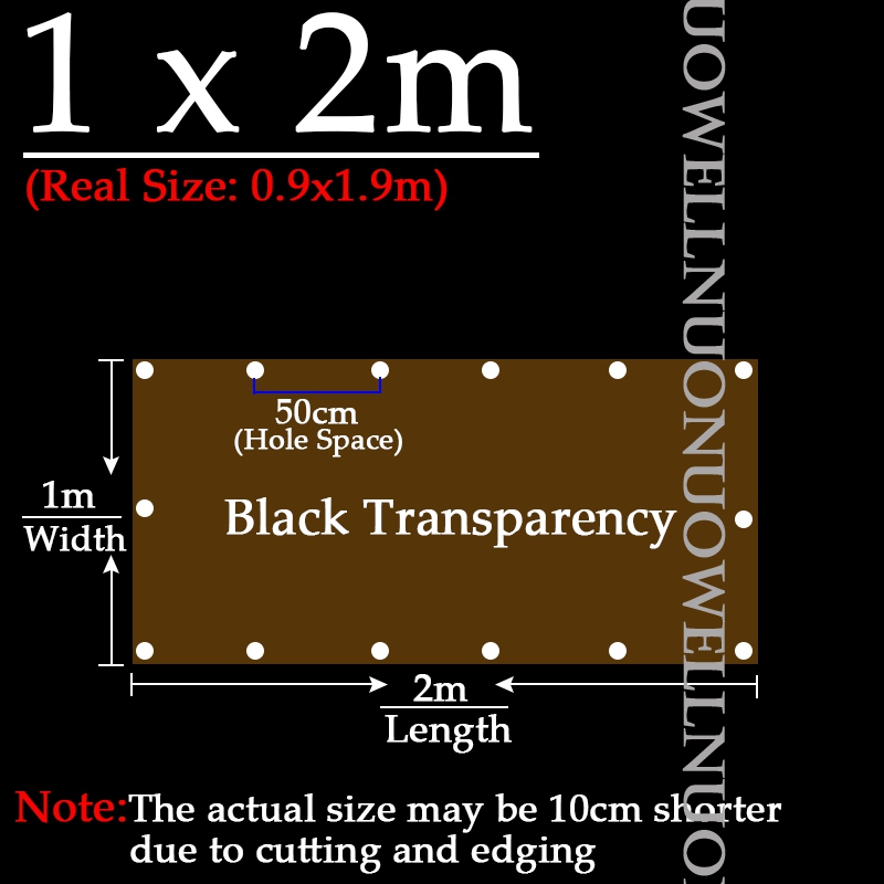 Custom 0.35mm Thick PVC Rainproof Cloth Black Transparent Tarpaulin Garden Plant Awning Aiti-UV Sun Protective Waterproof Cover: 1x2m