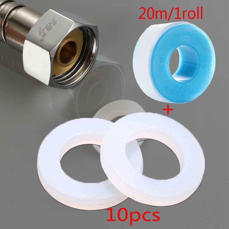 Junta tórica sanitaria de silicona, anillo de sellado, arandela plana para tubería de Gas, PTFE, G1/2 "G3/8" G1-1/2 ", 10 Uds.