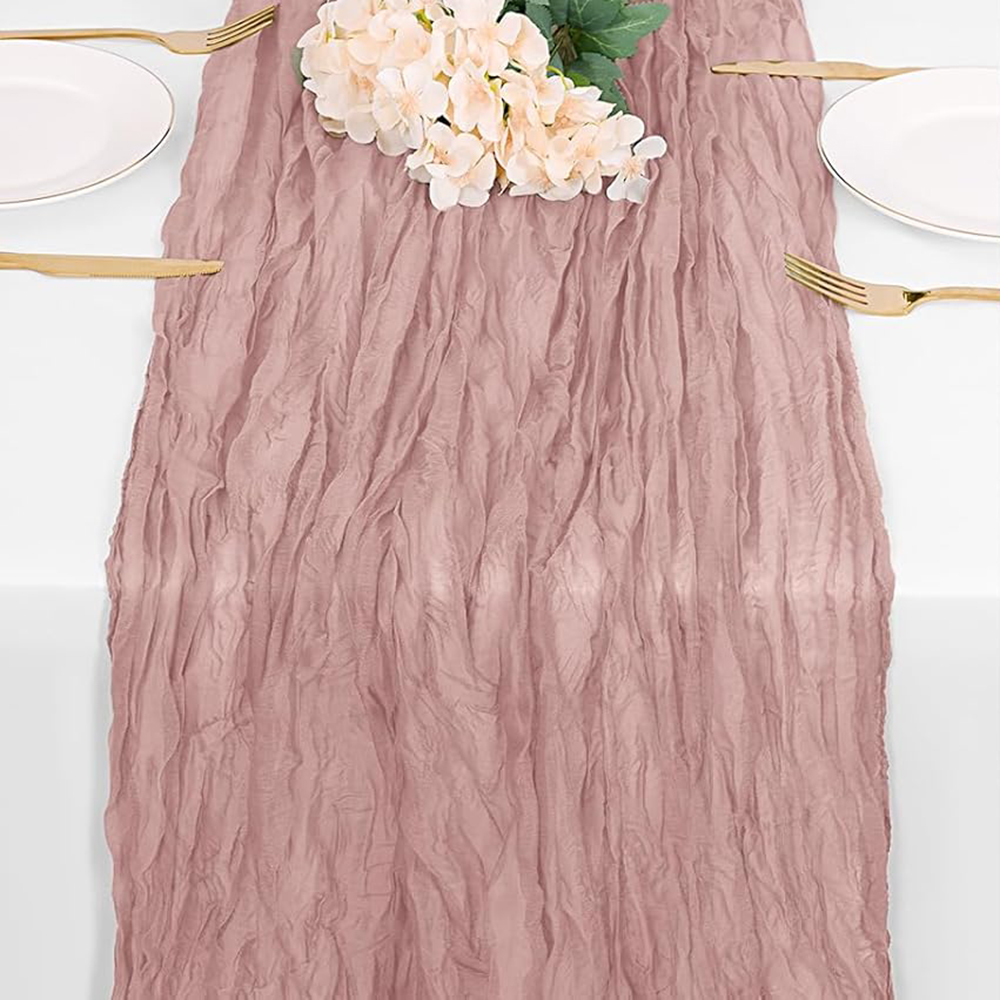 Vinröd bordslöpare ostduk gasväv rustik bohemisk ostduk bordslöpare bröllop möhippa födelsedagsfestdekorationer: 30*220cm / Grön