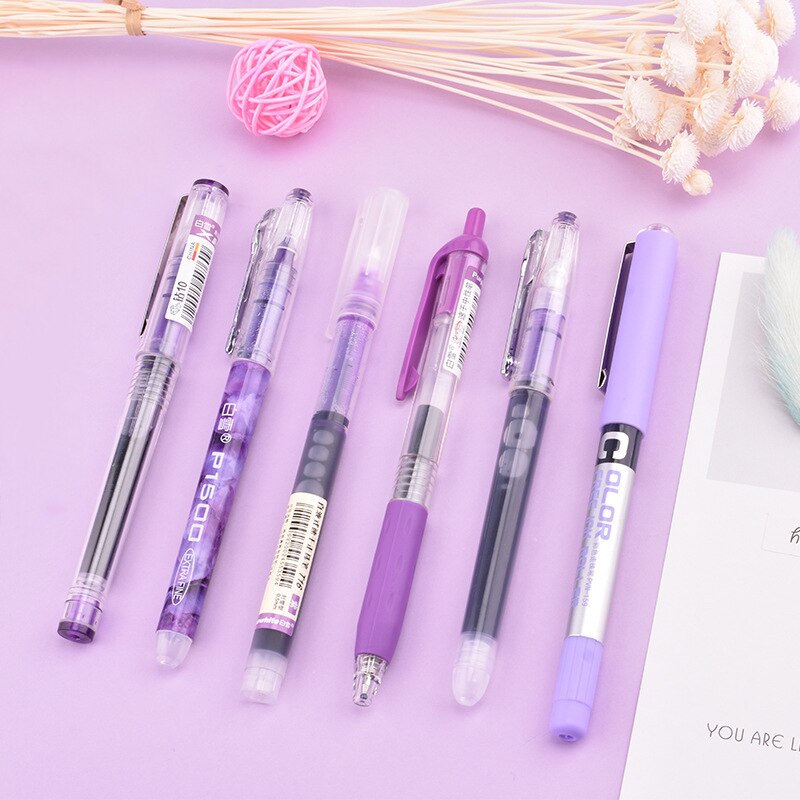 6PCS/7PCS/set Rollerball Pens 0.5mm Big Capacity Ink Gel Pen Set Muti-color Writing Office School Supplies Kawaii Stationery