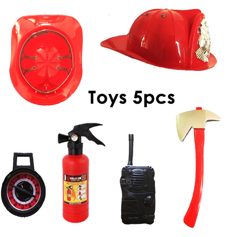 Cosplay de Halloween niños uniforme de bombero niños Sam bombero juego de rol ropa de trabajo traje de niño niña disfraces de de actuación: Toys 5pcs / height 110CM