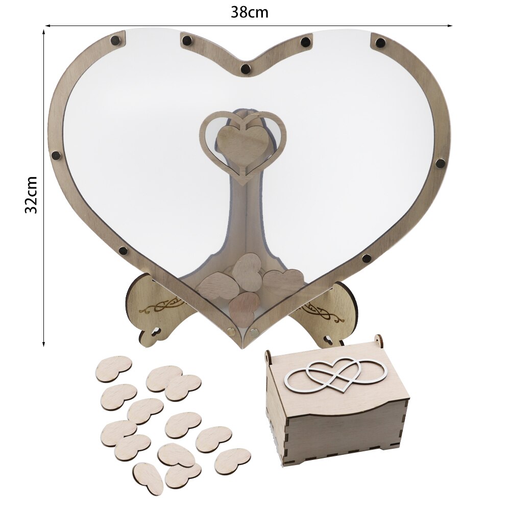 Hart Vorm Transparante Bruiloft Gastenboek Rustieke Zoete Hart Box Wedding Box 3D Gastenboek Bruiloft Decoratie