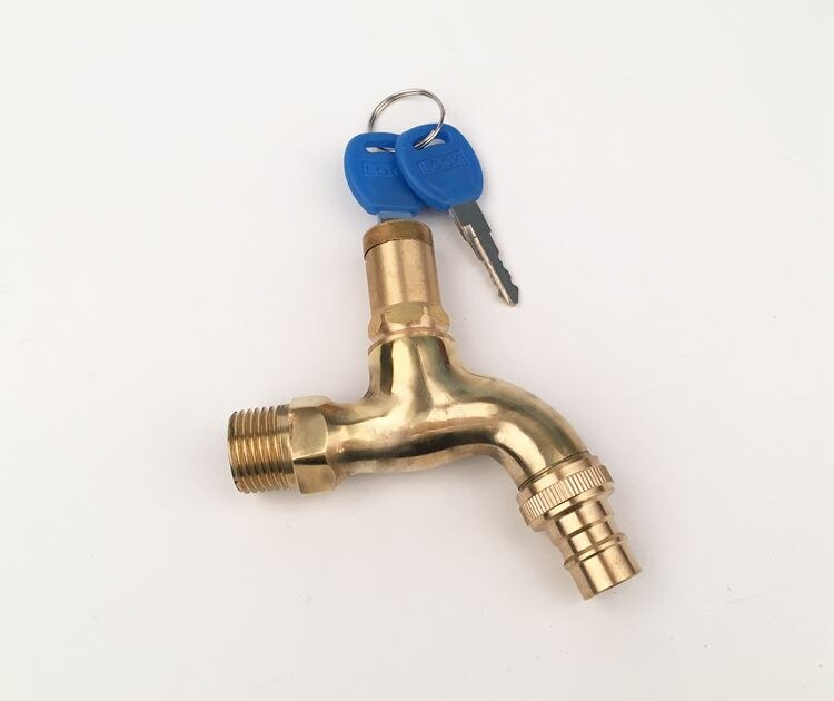 BaIDaiMoDeng Lavaggio Acqua di Rubinetto con Chiave di Blocco Rubinetto di Rame Singolo all'aperto anti-furto Rubinetto Della Cucina del Sensore del Rubinetto Esterno: Brassr colore