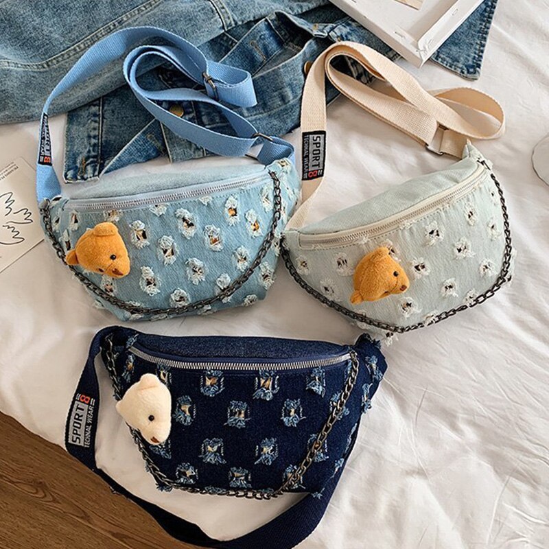 2020 saco da cintura das mulheres denim pacote de peito moda feminina sacos de viagem de ombro ajustável fanny pack alta capacidade saco de quadril sacos de ombro