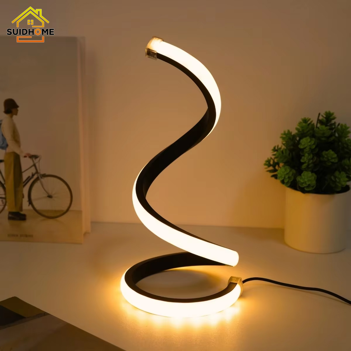 LED moderne minimalistische spiraal bureaulamp draadgestuurde bureaulamp drie kleuren led omgevingslicht voor bars cafés slaapkamer kamer decor